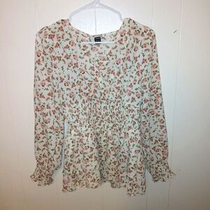 NWOT Shein Long Sleeve Peasant Floral Top M